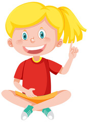 Cartoon happy girl sitting