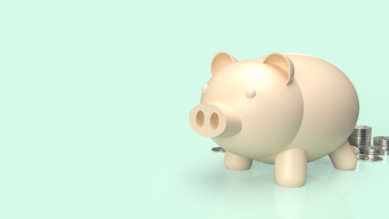 The piggy bank and coins for business or saving concept 3d rendering