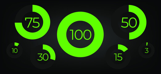 Set of circulate progress bars with numeric count