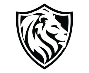lion head logo with royal shield for esports sports logo