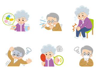 体調不良の高齢者　処方薬　風邪　膝痛　貧血　肌荒れ