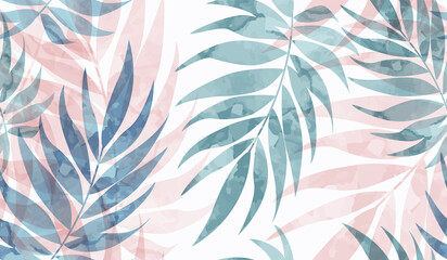 ヤシ、モンステラなどのトロピカルな植物のベクターイラスト背景(art,holiday) © Honyojima