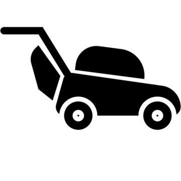 recommend clip art: lawn mower icon on white background. garden elements. flat style.