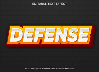 Obraz premium defense text effect editable template with abstract style use for business brand and logo