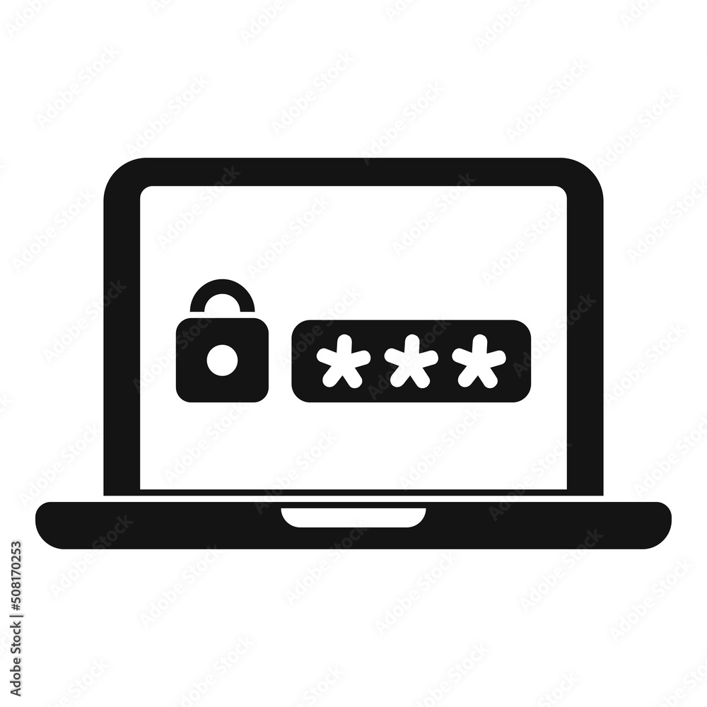 Poster laptop security icon simple vector. page log
