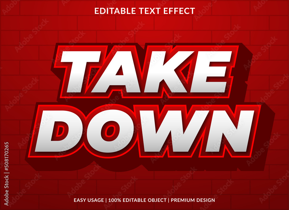 Poster take down text effect editable template with abstract style use for business brand and logo