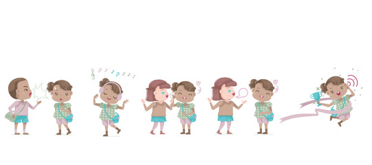 kids  listen cartoon vector