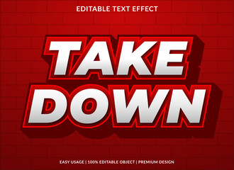 take down text effect editable template with abstract style use for business brand and logo