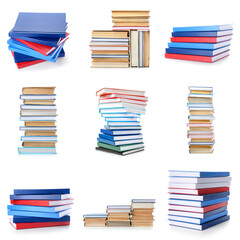 Set of many books isolated on white