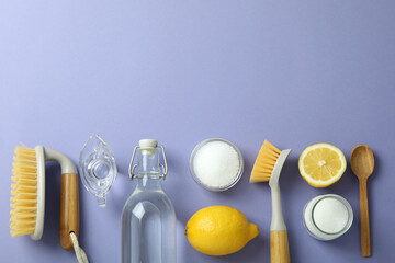 Concept of household cleaners with lemon acid
