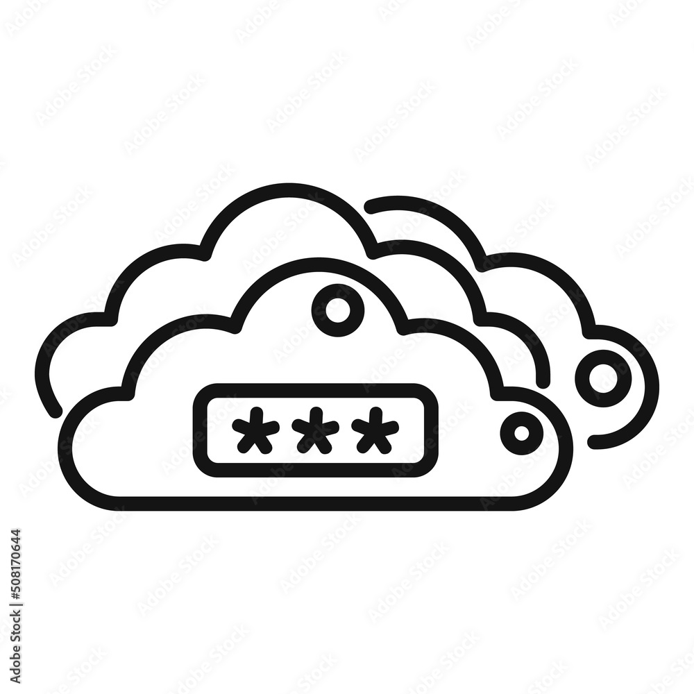 Poster data cloud password recovery icon outline vector. page log