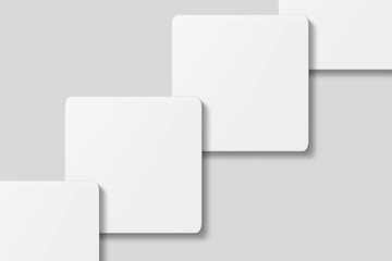 Stack blank square business card for mockup. 3D Render.