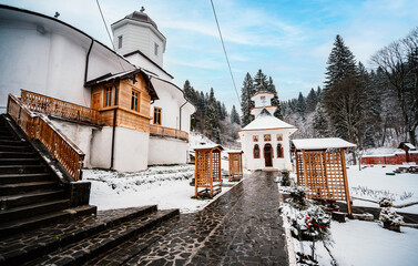 Biserica Nașterea Maicii Domnului, Manastirea Predeal, brasov, romania. Christian Orthodox church...