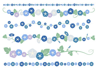 ブルーの朝顔の飾り罫