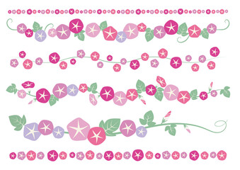 ピンクの朝顔の飾り罫