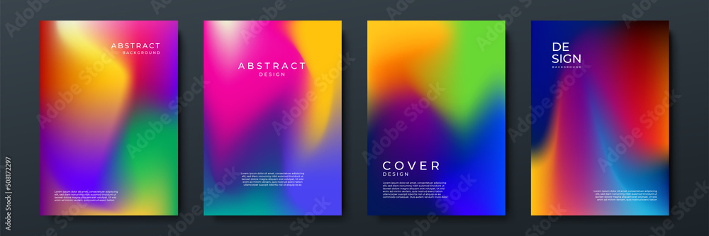 Aufkleber blurred backgrounds set with modern abstract blurred color gradient patterns. smooth templates colle
