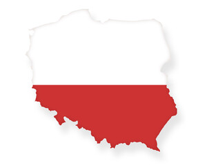 Naklejka premium map of poland on polish flag on white background