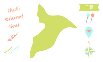 千葉の地図　ピンと矢印