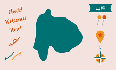 山梨の地図　ピンと矢印