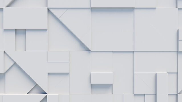 Abstract wallpaper created from interlocking White Shapes. Tech 3D Render . 