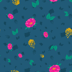 Fototapeta na wymiar Camellia flowers repeat pattern design background illustration