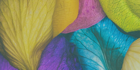 A rainbow collection of rose petals