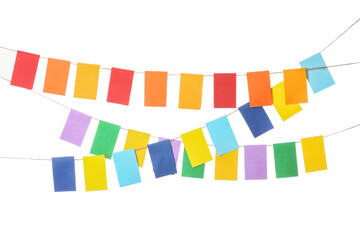Fototapeta na wymiar Colorful flags for Festa Junina on white background