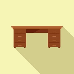 Small table icon flat vector. Wood furniture
