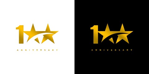 Modern and elegant 100 star logo design