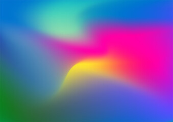 Blurred background with modern abstract blurred violet blue pink purple green and orange gradient. Smooth template for your graphic design. Vector illustration.