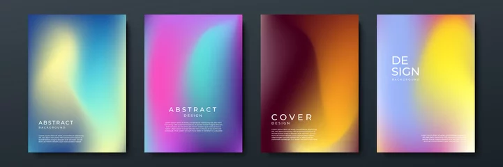 Tapeten Set of blurred backgrounds with modern abstract blurred color gradient patterns. Templates collection for brochures, posters, banners, flyers and cards. Blue, pink and white. Vector illustration. © SyahCreation