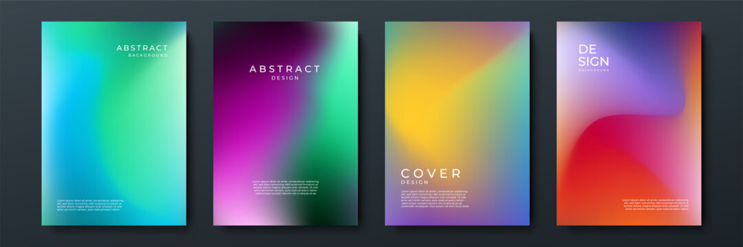 Set of blurred backgrounds with modern abstract blurred color gradient patterns. Templates collection for brochures, posters, banners, flyers and cards. Blue, pink and white. Vector illustration.