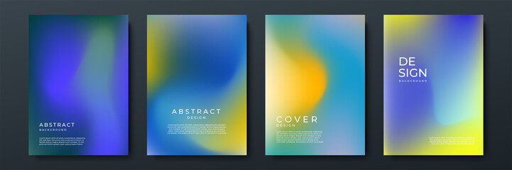 Fototapeta premium Blurred backgrounds set with modern abstract blurred color gradient patterns. Smooth templates collection for brochures, posters, banners, flyers and cards. Vector illustration.