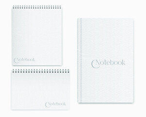 White Closed Blank Paper Notebook Set Isolated on White Background. Modern abstract art vector notebook background.
