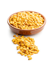 Roasted salted corn snack isolated on white background.