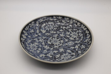 Empty round shaped plates for serving food with beautiful patterns,Include Clipping Path.