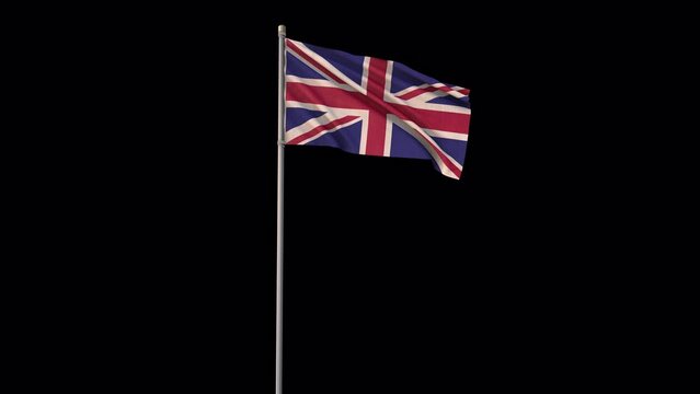 United Kigdom flag, 4k video background is transparent