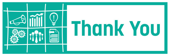 Thank You Turquoise Business Symbols Grid Left Box Horizontal 