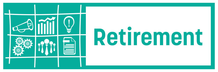 Retirement Turquoise Business Symbols Grid Left Box Horizontal 
