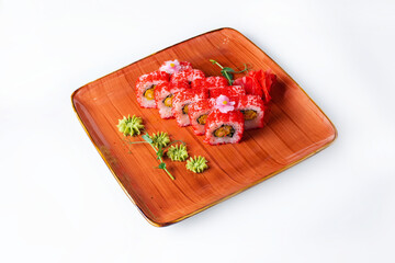 Sushi menu. Japanese food. Sushi rolls on a white background
