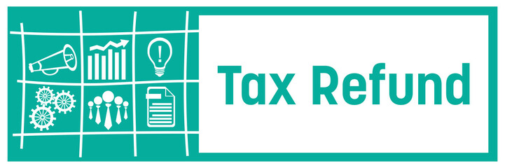 Tax Refund Turquoise Business Symbols Grid Left Box Horizontal 