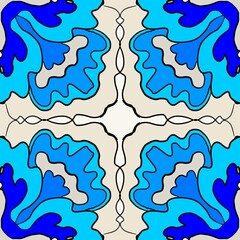 seamless pattern with blue flowers