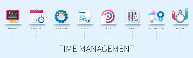 Time management vector infographics in 3d style