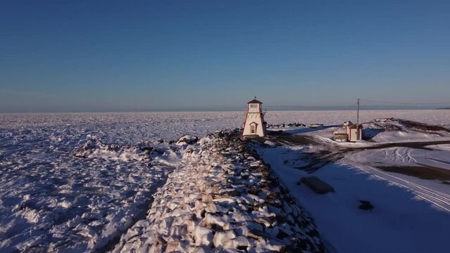 Ice Floes & Lighthouse in Nova Scotia