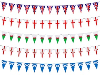 Garlands of United Kingdom on a white background	