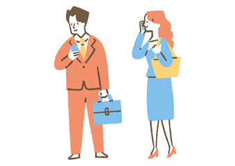 携帯電話を持っている会社員_色