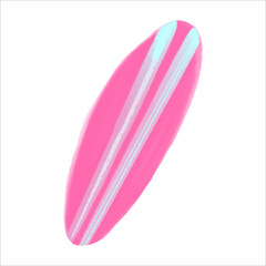 Vector Blue and pink surfboard painted in watercolor. Summer illustration for design.
