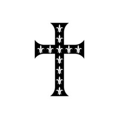Antique cross fleur de lis icon isolated on white background - obrazy, fototapety, plakaty