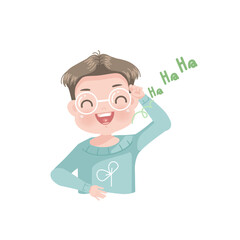 Positive expressions of feelings and gestures of little boy