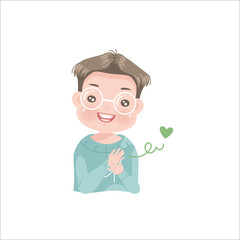 Positive expressions of feelings and gestures of little boy